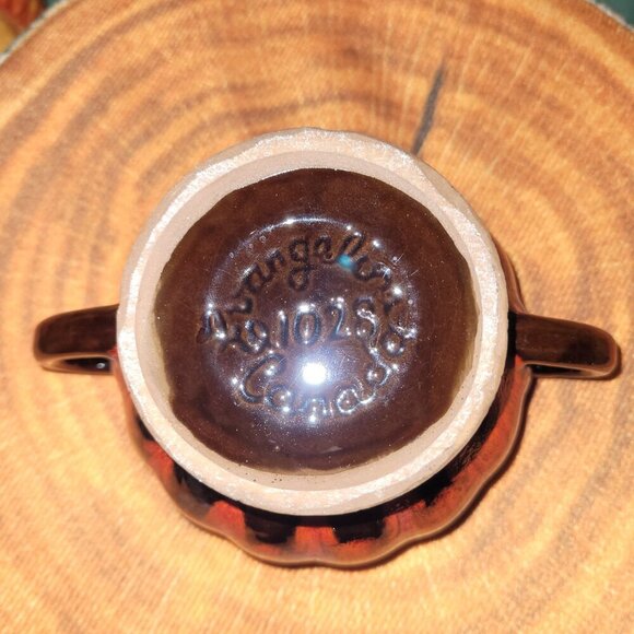 EVANGELINE Vintage Pottery Brown & Orange Pitcher Cream & Sugar - Picture 6 of 14